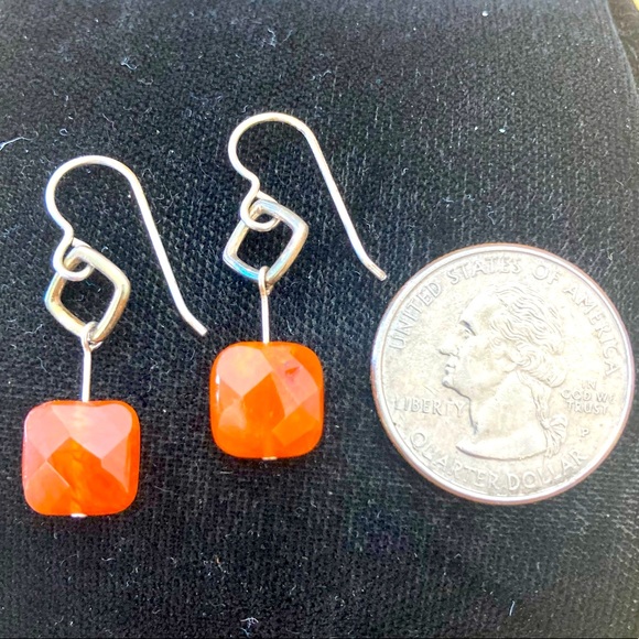 Sterling Silver Red Jasper Drop Earrings - Picture 2 of 2